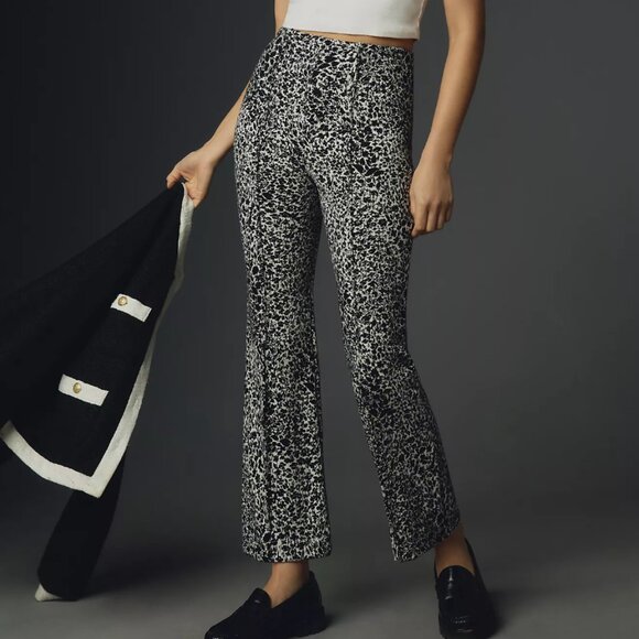 Anthropologie Maeve The Margot Black & White Floral Kick-Flare Cropped Pants, S - Picture 1 of 10